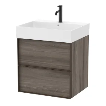 Set mobilier Roca Inspira cu lavoar si dulap baza cu doua sertare 60cm maro magnolia 2663 imagine