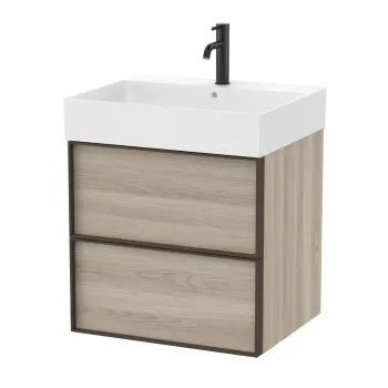 Set mobilier Roca Inspira cu lavoar si dulap baza cu doua sertare 60cm pin alb 8afa imagine