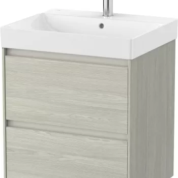 Set mobilier Roca Ona cu dulap baza cu doua sertare 55cm si lavoar stejar alb 420f imagine