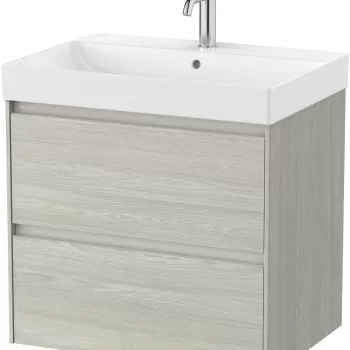 Set mobilier Roca Ona cu dulap baza cu doua sertare 65cm si lavoar stejar alb 6f06 imagine