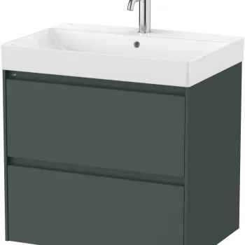 Set mobilier Roca Ona cu dulap baza cu doua sertare 65cm si lavoar verde mat 364d imagine