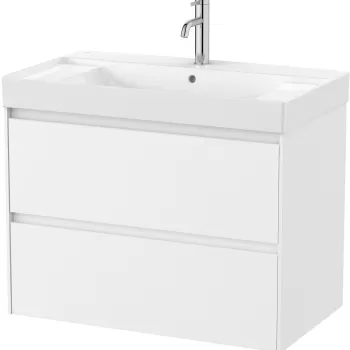 Set mobilier Roca Ona cu dulap baza cu doua sertare 80cm si lavoar alb mat 39ec imagine