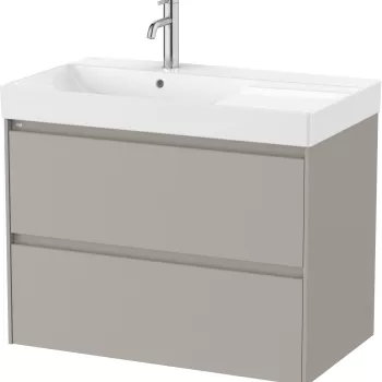 Set mobilier Roca Ona cu dulap baza cu doua sertare 80cm si lavoar asimetric orientare dreapta gri mat 92b8 imagine