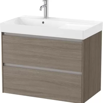 Set mobilier Roca Ona cu dulap baza cu doua sertare 80cm si lavoar asimetric orientare dreapta ulm inchis a8c4 imagine