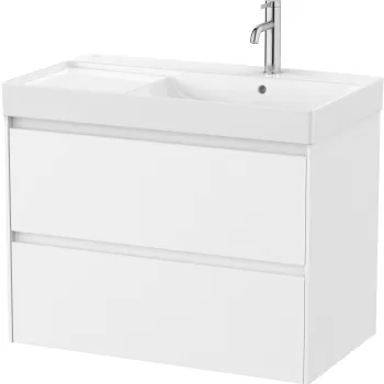 Set mobilier Roca Ona cu dulap baza cu doua sertare 80cm si lavoar asimetric orientare stanga alb mat 9c86 imagine