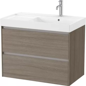 Set mobilier Roca Ona cu dulap baza cu doua sertare 80cm si lavoar asimetric orientare stanga ulm inchis 7ee5 imagine