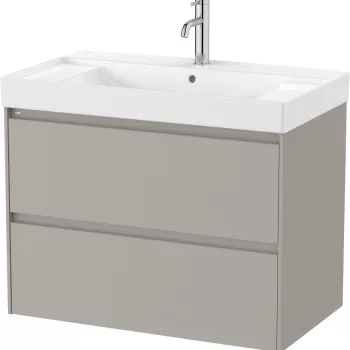 Set mobilier Roca Ona cu dulap baza cu doua sertare 80cm si lavoar gri mat 0551 imagine