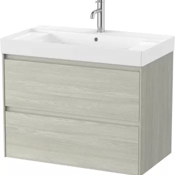 Set mobilier Roca Ona cu dulap baza cu doua sertare 80cm si lavoar stejar alb e2da imagine
