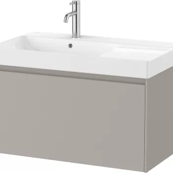 Set mobilier Roca Ona cu dulap baza cu un sertar 80cm si lavoar asimetric orientare dreapta gri mat bc30 imagine