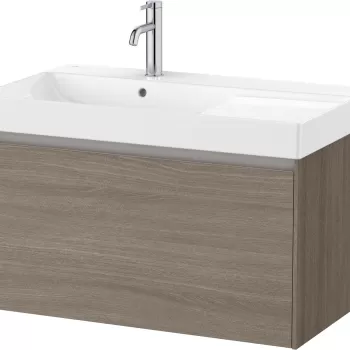 Set mobilier Roca Ona cu dulap baza cu un sertar 80cm si lavoar asimetric orientare dreapta ulm inchis e997 imagine