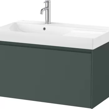 Set mobilier Roca Ona cu dulap baza cu un sertar 80cm si lavoar asimetric orientare dreapta verde mat e71a imagine