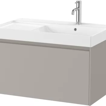 Set mobilier Roca Ona cu dulap baza cu un sertar 80cm si lavoar asimetric orientare stanga gri mat fab5 imagine