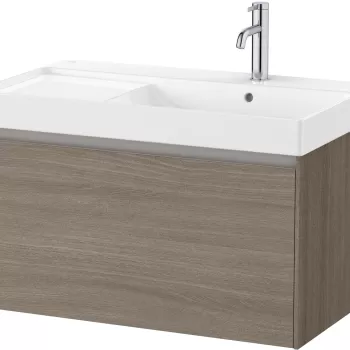 Set mobilier Roca Ona cu dulap baza cu un sertar 80cm si lavoar asimetric orientare stanga ulm inchis d2d6 imagine