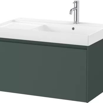 Set mobilier Roca Ona cu dulap baza cu un sertar 80cm si lavoar asimetric orientare stanga verde mat 84f9 imagine