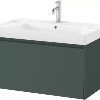 Set mobilier Roca Ona cu dulap baza cu un sertar 80cm si lavoar verde mat ebff imagine
