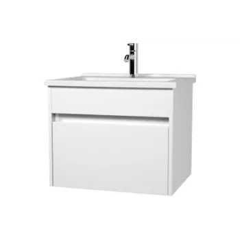 Set mobilier Vitra S50+ dulap baza cu 1 sertar alb lucios sifon si lavoar 60cm 7600 imagine