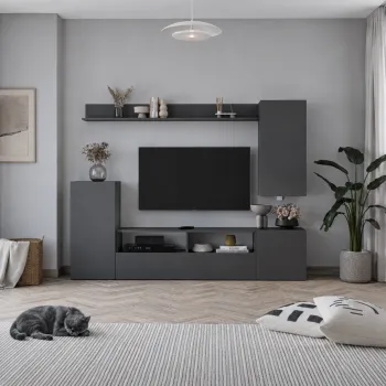 Comoda TV 210x38x90,4 cm, cu dulap suspendat, pentru living 89aa imagine