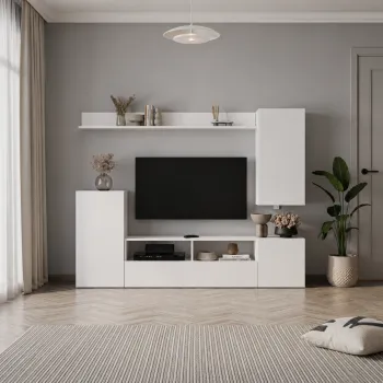 Comoda TV 210x38x90,4 cm, cu dulap suspendat, pentru living ffc6 imagine