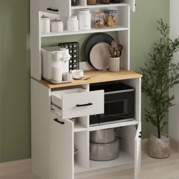 Dulap Aybuke multifunctional cu 4 usi si sertar, mobilier bucatarie colt cafea sau camara 90 x 180 cm, PAL melaminat 18 mm finisaj Stejar Safir aspect premium, capacitate mare depozitare, stil modern f7ed imagine