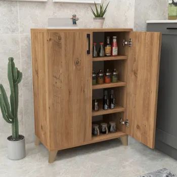 Dulap de depozitare multifunctional cu 2 usi si 4 rafturi, 72x32,5x88 cm 5fd6 imagine