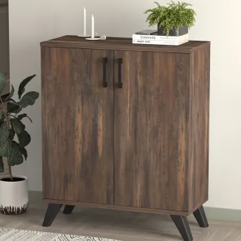 Dulap de depozitare multifunctional cu 2 usi si 4 rafturi, 72x32,5x88 cm 817c imagine
