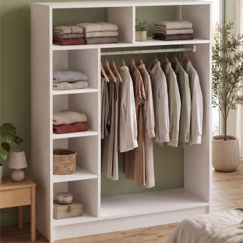 Dulap Deschis Dualis Alb 120cm Bara Umerase 6 Rafturi Organizare Haine 5b07 imagine