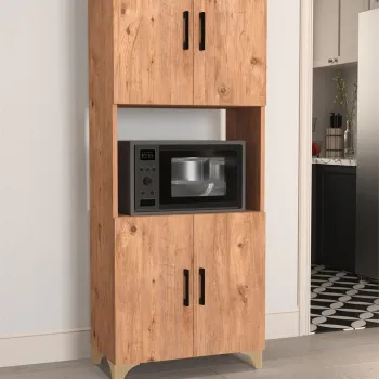 Dulap Ece pentru cuptor microunde, suport microunde cu raft superior si usa 60 x 90 cm, dulap bucatarie compact, PAL melaminat 18 mm clasa E1, ideal pentru bucatarii mici, stil modern minimalist scandinav 3d5e imagine