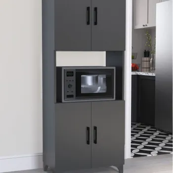 Dulap Ece pentru cuptor microunde, suport microunde cu raft superior si usa 60 x 90 cm, dulap bucatarie compact, PAL melaminat 18 mm clasa E1, ideal pentru bucatarii mici, stil modern minimalist scandinav b648 imagine
