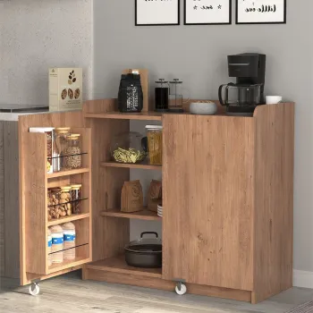 Dulap Gokce camara multifunctional 80 x 180 cm, dulap bucatarie sau depozitare inalt, rafturi reglabile pe inaltime, usi cu inchidere silentioasa soft-close, PAL melaminat 18 mm rezistent la umiditate, stil modern 6865 imagine