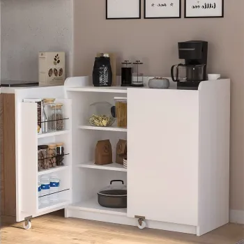 Dulap Gokce camara multifunctional 80 x 180 cm, dulap bucatarie sau depozitare inalt, rafturi reglabile pe inaltime, usi cu inchidere silentioasa soft-close, PAL melaminat 18 mm rezistent la umiditate, stil modern ddfc imagine