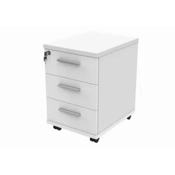 Dulap Mobil  cu 3 Sertare, Inchidere cu Cheie si Roti, Alb - 63 x 48 x 40 cm 2c89 imagine