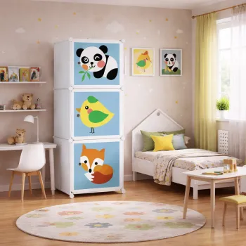 Dulap modular pentru copii, 3 rafturi, durabil,  111x37x37 cm, diferite modele 19c0 imagine