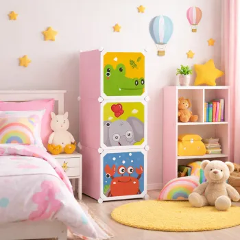 Dulap modular pentru copii, 3 rafturi, durabil,  111x37x37 cm, diferite modele fb0a imagine