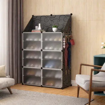 Dulap Modular pentru Incaltaminte cu Cuier, Organizator cu Usi Anti-Praf, 85 x 32 x 95.5 cm bad6 imagine