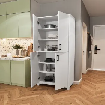 Dulap multifunctional cu 4 usi si 6 compartimente, 62x36x186 cm, alb 3154 imagine