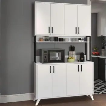 Dulap multifunctional cu 8 usi, 120x40x202 cm, alb, cu structura metalica rezistenta d83c imagine