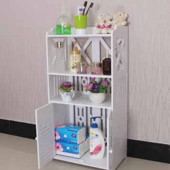 Dulap pentru baie din PVC cu 3 polite de depozitare, alb, 90 CM X 40 CM X 25 CM 661e imagine