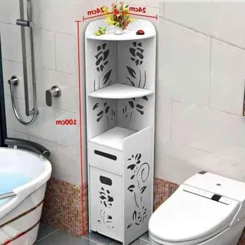 Dulap vertical pentru baie, 3 polite, 2 sertare 100x24x24/120x27x27 cm, alb 37a4 imagine