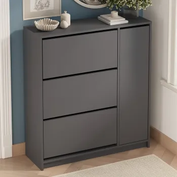 Pantofar Gizem cu usi basculante, dulap pantofi 90 x 100 cm capacitate 12-16 perechi, mobilier hol compact, PAL melaminat 18 mm clasa E1, mecanism flip-down pentru acces rapid, stil modern scandinav cf13 imagine