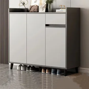 Pantofar tip dulap pentru hol, design minimalist, alb/gri c48e imagine