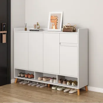 RESIGILAT - Pantofar tip dulap pentru hol, design minimalist, alb/gri 0bbd imagine