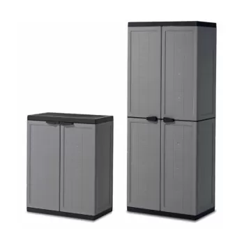 Set 2 dulapuri scund si inalt gri/negru Keter Jolly R16 136X39X166 fba8 imagine